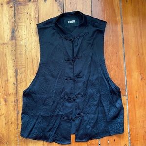 Reformation chinoise black silk top